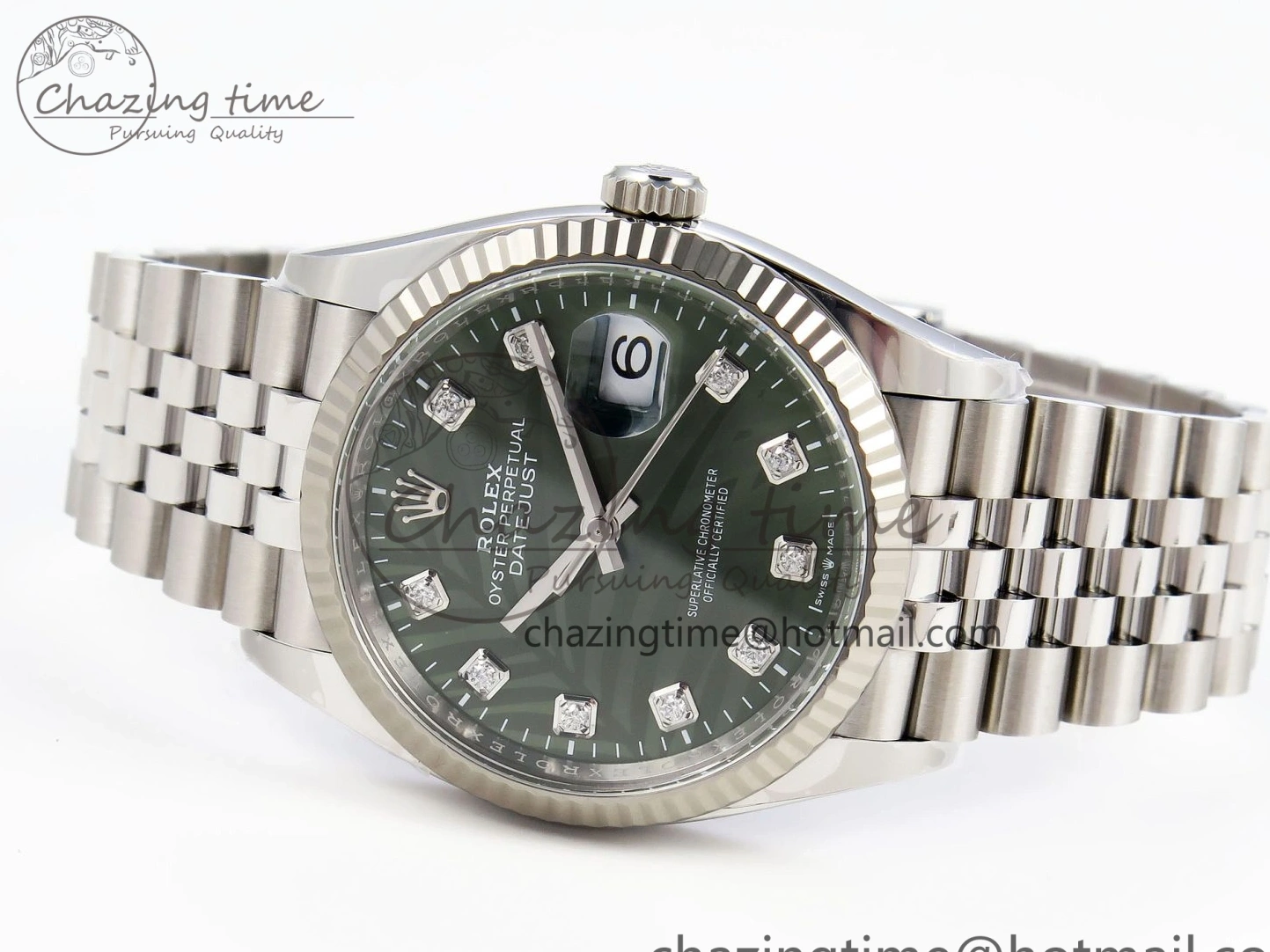 MiroTime 0224 RelaxedFit DateJust 36 126234 Clean 1:1 Best Edition 904L Steel Green Leaf Diamonds Dial on Jubilee Bracelet VR 1975
